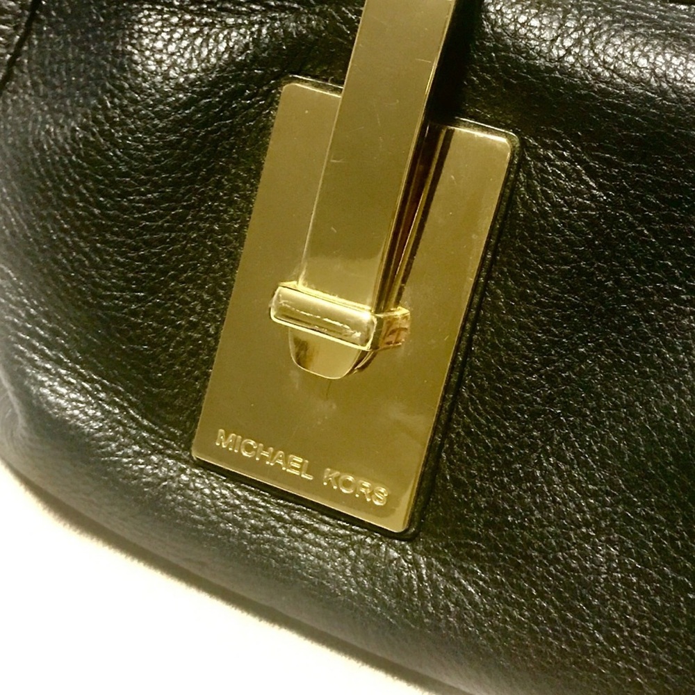 Michael Kors Black Leather Shoulder Bag with Gold Hardware - Picture 6 of 6